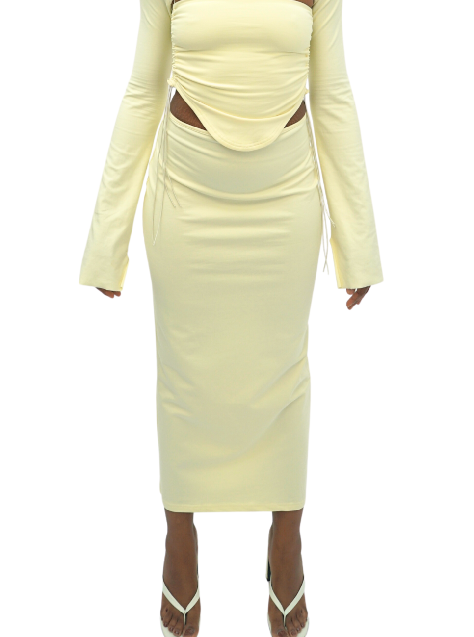 MAYA Mid-Rise Maxi Skirt - Cream