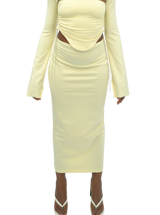 MAYA Mid-Rise Maxi Skirt - Cream