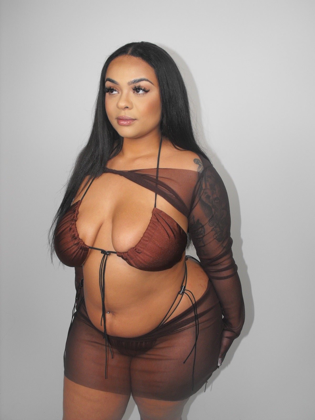 Twist Sleeve Mesh Set - Chocolate (Made to order)