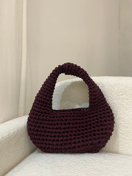 Hand Woven Crochet Bag - Deep Cherry