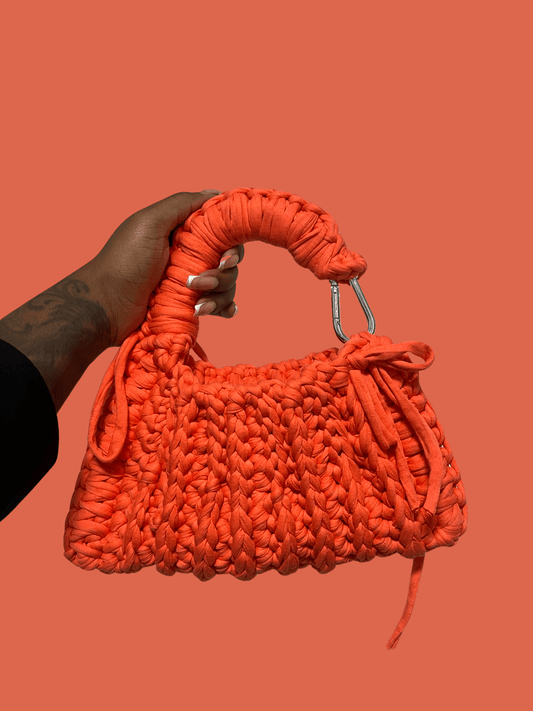 1/1 - Hand Woven Crochet Bag - Bright Orange