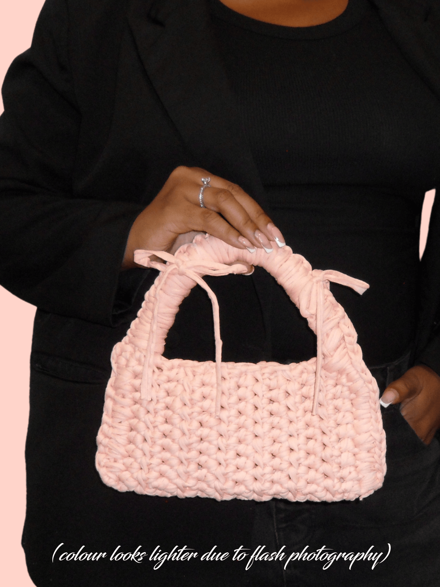 1/1 - Hand Woven Crochet Bag - Bright Peach