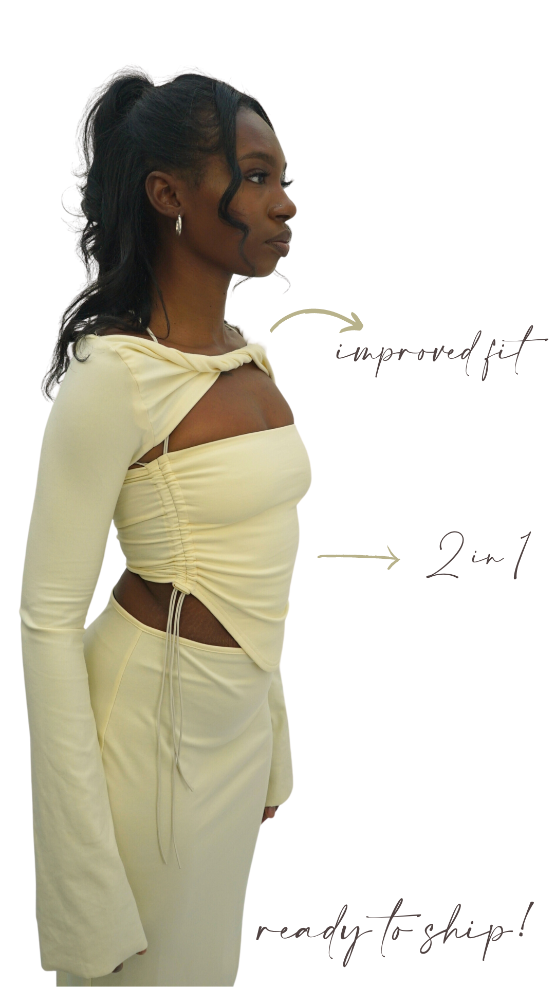 VENUS Multi-Way Bandeau top + Twist Sleeve (2 in 1) - 'CREAM'